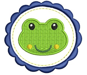 Stickmuster - Frosch Button